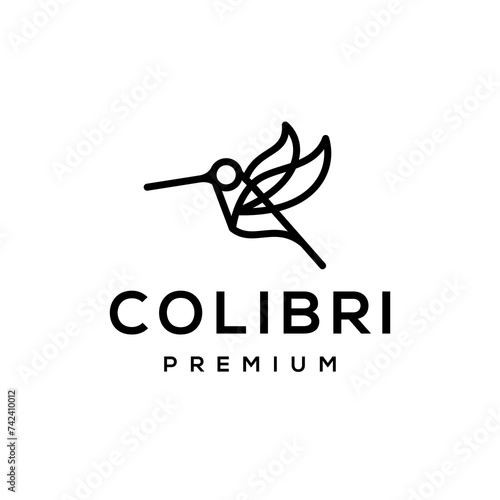 colibri bird logo. abstract hummingbird icon logo vector illustration in trendy line outline art style