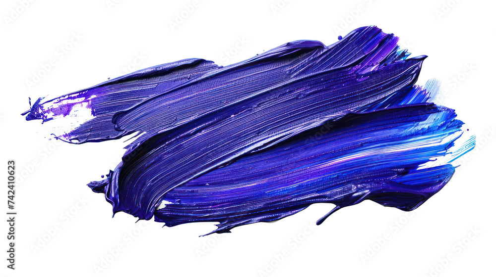 Abstract art of a vibrant purple paint stroke isolated on transparent background