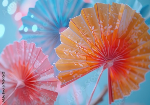 colorful and creative paper fans on white