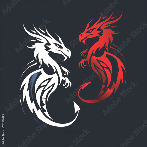 Dragon and wing logo icon vector design.