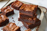 stacking brownies on a tray for presentation