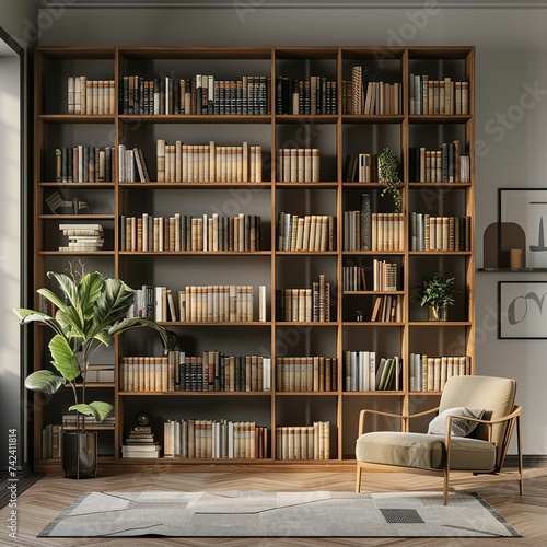 Big large bookcase in a room