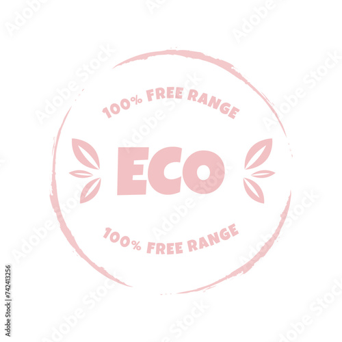 Eco, bio, organic and natural products sticker, label, badge and logo. Ecology icon. Logo template with green leaves for organic and eco friendly products. Vector illustration photo