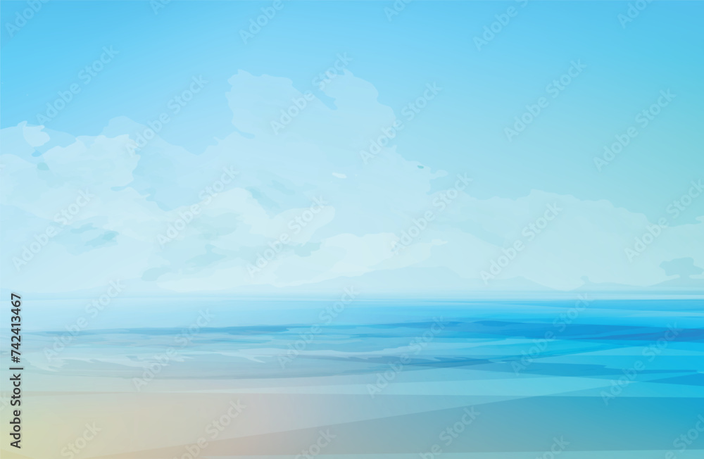 Obraz premium abstract sea minimalist background Watercolor nature with place for text. Vector design.