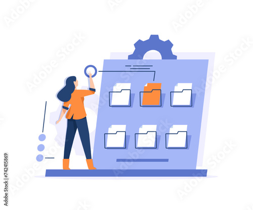Records management abstract concept,Electronic records keeping, enterprise information files, archive management, document tracking, administrative system abstract metaphor
