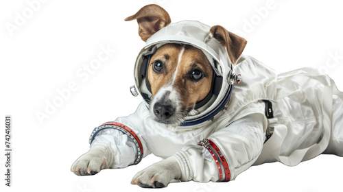 Adorable Dog in astronaut custom isolated on transparent background