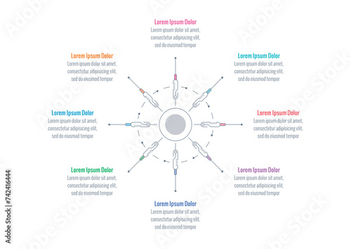 infographic template for business, industry, technology, science. electronic and technological infographic template. eight steps briefing template. infographic template for annual report, magazine