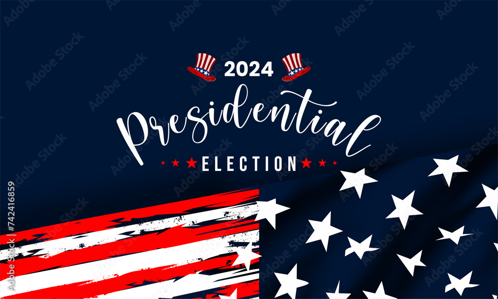 USA 2024 Presidential Elections Event Banner, background, card, poster design. Presidential Elections 2024 Banner with American colors design and typography. Vote day, November 5. US Election. USA 2024 Presidential Elections Event Banner, background, card, poster design. Presidential Elections 2024 Banner with American colors design and typography. Vote day, November 5. US Election.