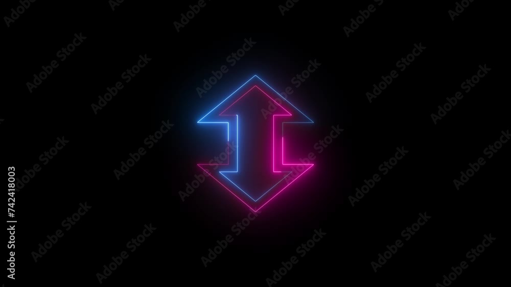 Neon both directional icon blue pink color animation black background Neon both directional icon blue pink color animation black background