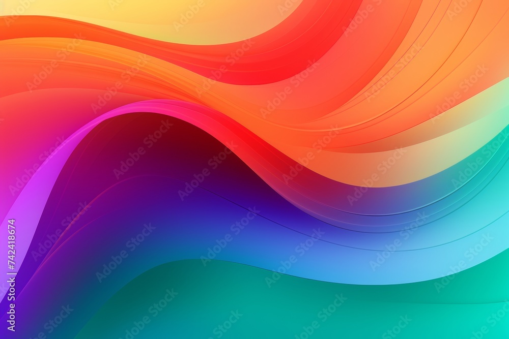 Green to Purple to Red to Orange abstract fluid gradient design, curved wave in motion background for banner, wallpaper, poster, template, flier and cover