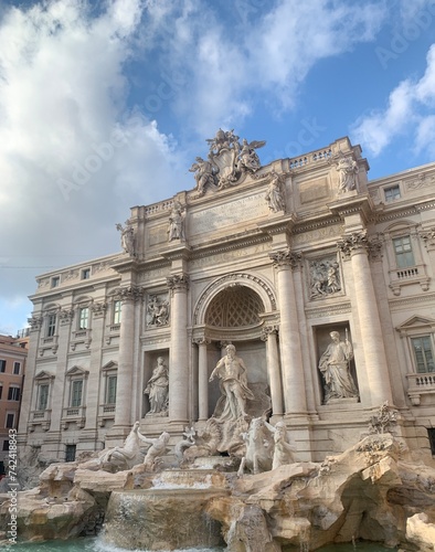 Majestic Trevi fountain in Rome street view