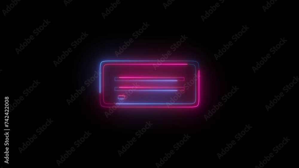 Neon hard disk drive icon blue pink color animation black background Neon hard disk drive icon blue pink color animation black background