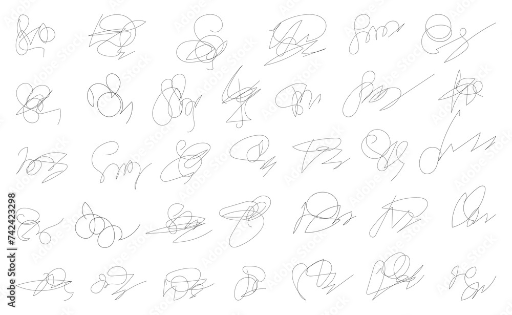 Fake Hand-drawn autograph. Fictitious vector autograph and signature. Handwritten collection of fictitious signature. Fake fictitious signature. Fake Hand-drawn autograph. Fictitious vector autograph and signature. Handwritten collection of fictitious signature. Fake fictitious signature.
