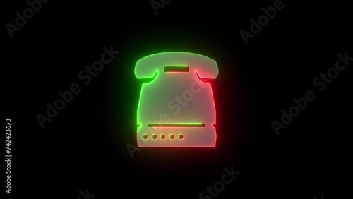 Neon modulator demodulator icon green red color animation in black background photo