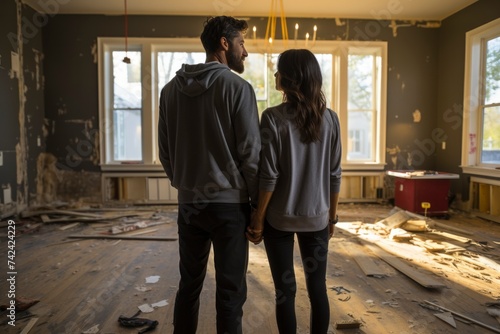 Couple Together in Renovation Project Inside a Dilapidated House.