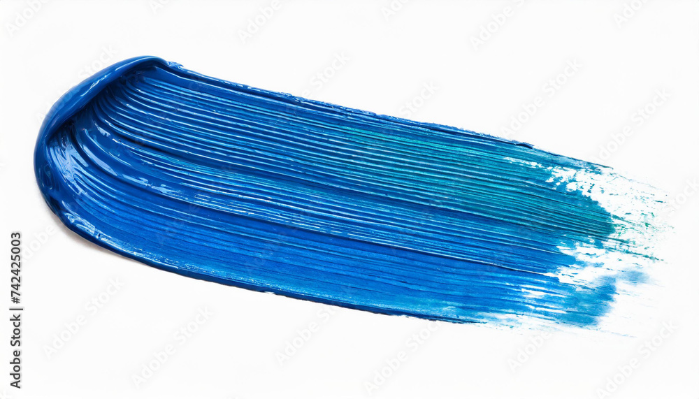 Hand painted stroke of blue paint brush isolated on white background Hand painted stroke of blue paint brush isolated on white background
