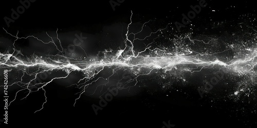 Lightning strike break line, dynamic and jagged, force of nature photo