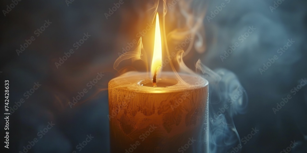 Smoke from a candle, textured gently and fleeting, moment of serenity