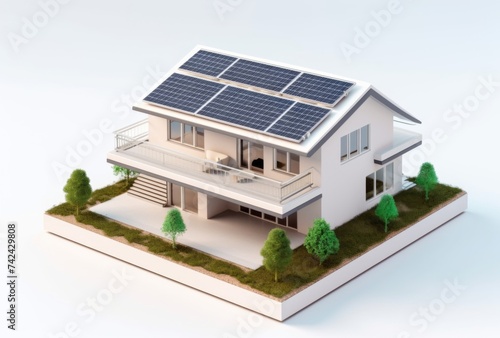 house with solar panels on the roof photo