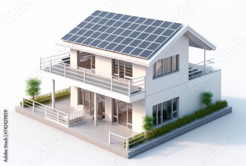 house with solar panels on the roof photo