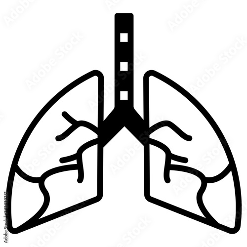 Lungs glyph and line vector illustration