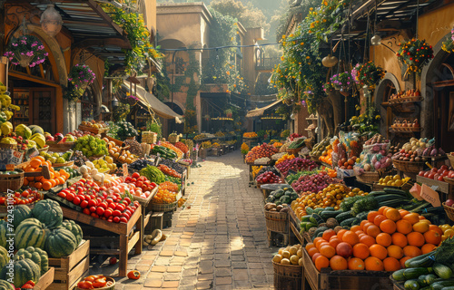 Fruit market in the old town of Rome