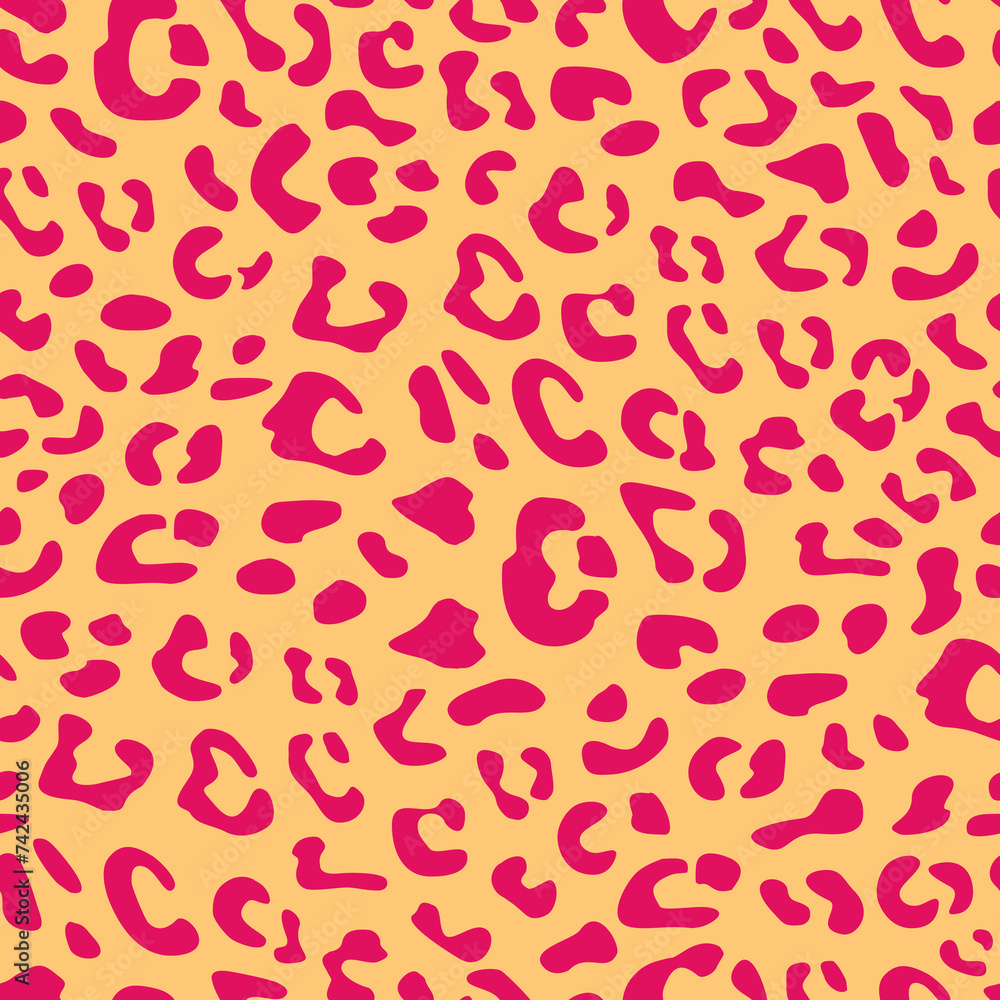 Seamless vector leopard pattern design, animal pink and yellow tile print background Seamless vector leopard pattern design, animal pink and yellow tile print background