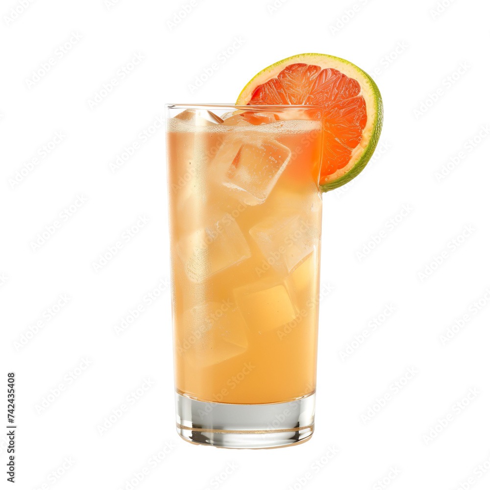 Extreme front view of a Paloma in a highball glass isolated on a white transparent background Extreme front view of a Paloma in a highball glass isolated on a white transparent background