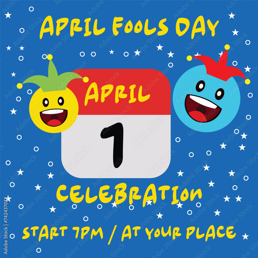 April fools party poster flyer or social media post design