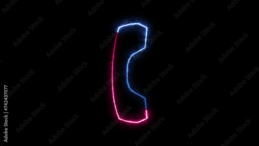 Telephone icon neon fire blue pink color animation black background Telephone icon neon fire blue pink color animation black background