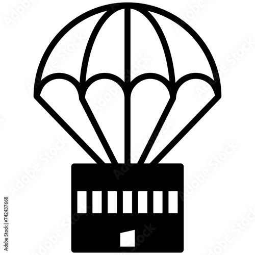 Parachute glyph and line vector illustration