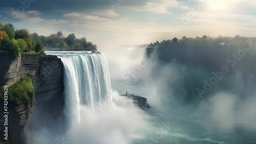 Painting of Niagara falls illustration background