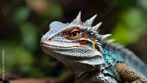 Close up of  iguana in the forest background