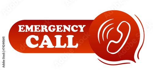 Emergency call banner with landline phone. SOS, distress call, urgent Care, help, announcement, save, rescue, salvage, contact us, rescuers, Fire Department, police. Vector illustration