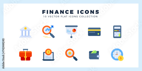 10 Finance Flat icon pack. vector illustration. © Icon
