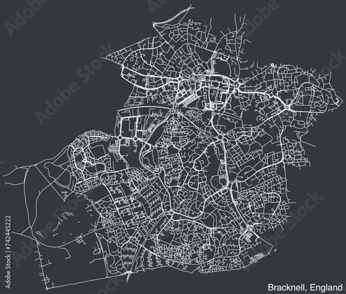 Detailed hand-drawn navigational urban street roads map of the United Kingdom city township of BRACKNELL, ENGLAND with vivid road lines and name tag on solid background