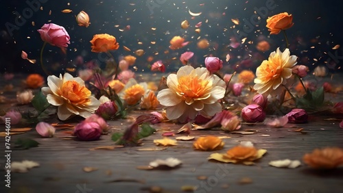 flowers falling from the top  realistic pictures