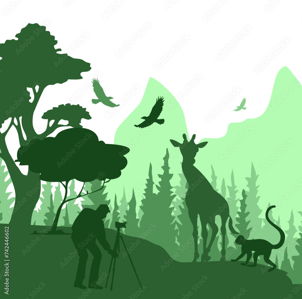 Fototapeta premium Wildlife Nature Photographer Illustration