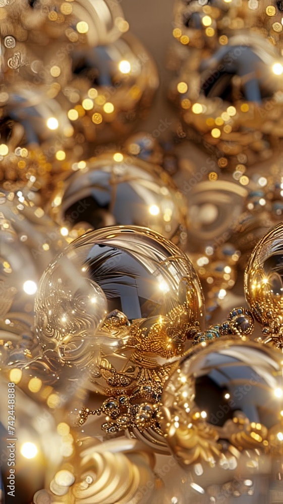 Illustration AI vertical golden elegance: ornate spheres in close-up. Background concept, textures. Illustration AI vertical golden elegance: ornate spheres in close-up. Background concept, textures.