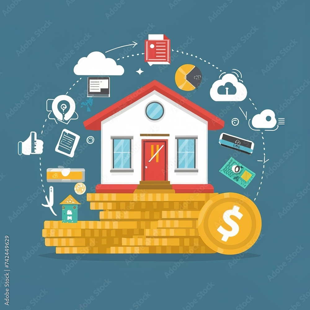 Blur- Real estate investment by credit card.education and coins Blur- Real estate investment by credit card.education and coins