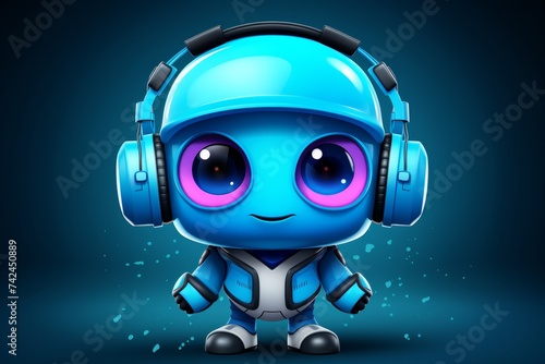 Endearing cartoon robot with a playful 3d android character, exuding a cute and funny charm © Aliaksandra