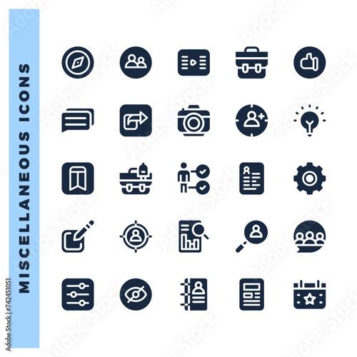 25 social Media (Linkdin) Glyph icons pack. vector illustration.