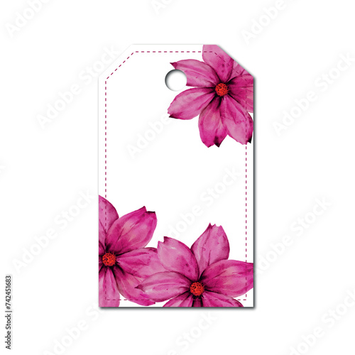 Romantic spring frame for mother's day, birthday, gift tag and label with flowers and leaves.