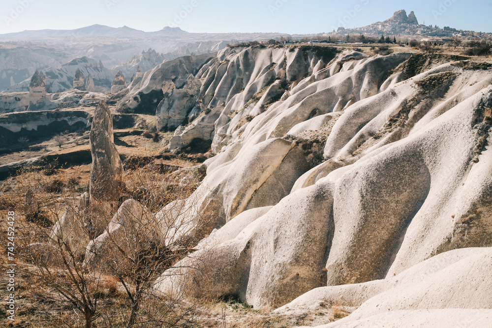 Amazing Volcanic Rock Formations in Cappadocia, Turkey. Mushroom Valley. 