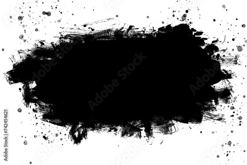Black abstract watercolor paint brush texture. Background. Copy space.