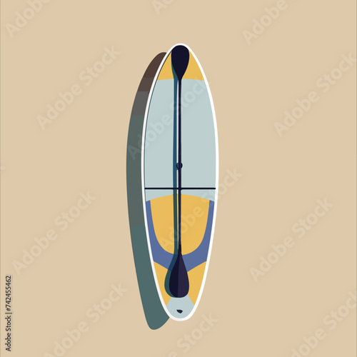 Stand up paddle board above view,  cartoon simple style flat design