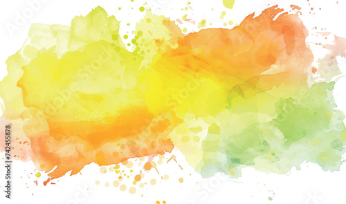 watercolor abstract isolated background Yellow, lime, and orange colors 