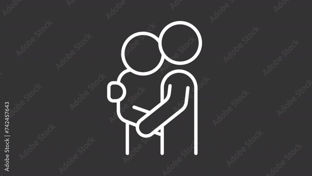 Community support animation library. Mental help animated white line icons. Comforting, guidance. Companionship help. Isolated illustrations on dark background. Transition alpha. HD video. Icon pack Community support animation library. Mental help animated white line icons. Comforting, guidance. Companionship help. Isolated illustrations on dark background. Transition alpha. HD video. Icon pack