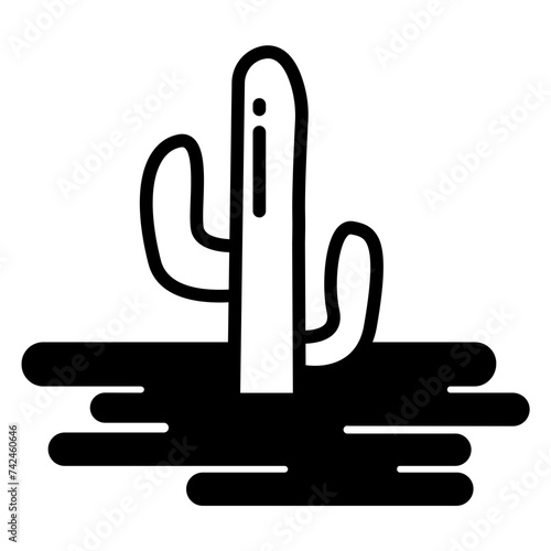 Cactus glyph and line vector illustration