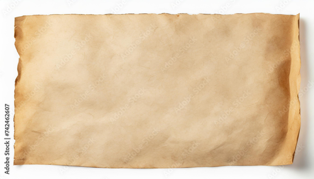 Old empty paper sheet isolated on white background Old empty paper sheet isolated on white background
